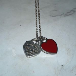 Tiffany and co. Red double heart necklace